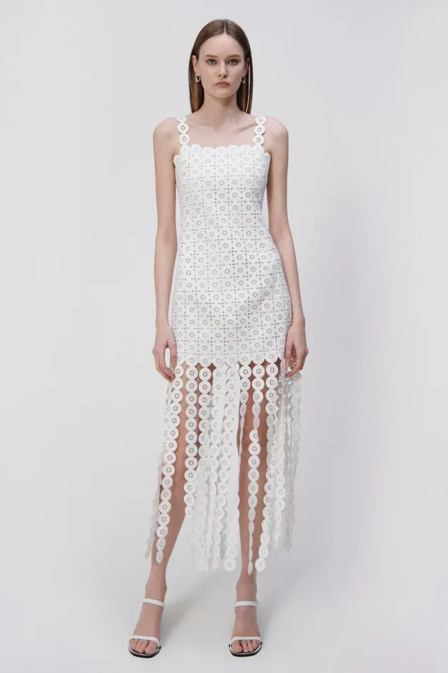 Women Jaycee Circle Lace Midi Dress White Jonathan Simkhai Dresses and Jumpsuits