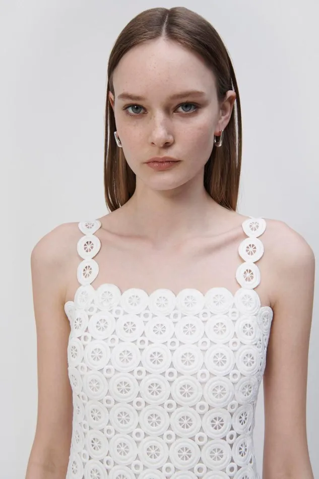 Women Jaycee Circle Lace Midi Dress White Jonathan Simkhai Dresses and Jumpsuits