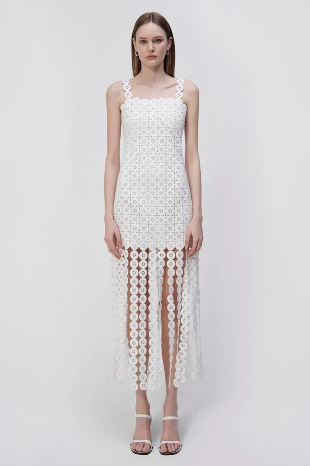 Women Jaycee Circle Lace Midi Dress White Jonathan Simkhai Dresses and Jumpsuits