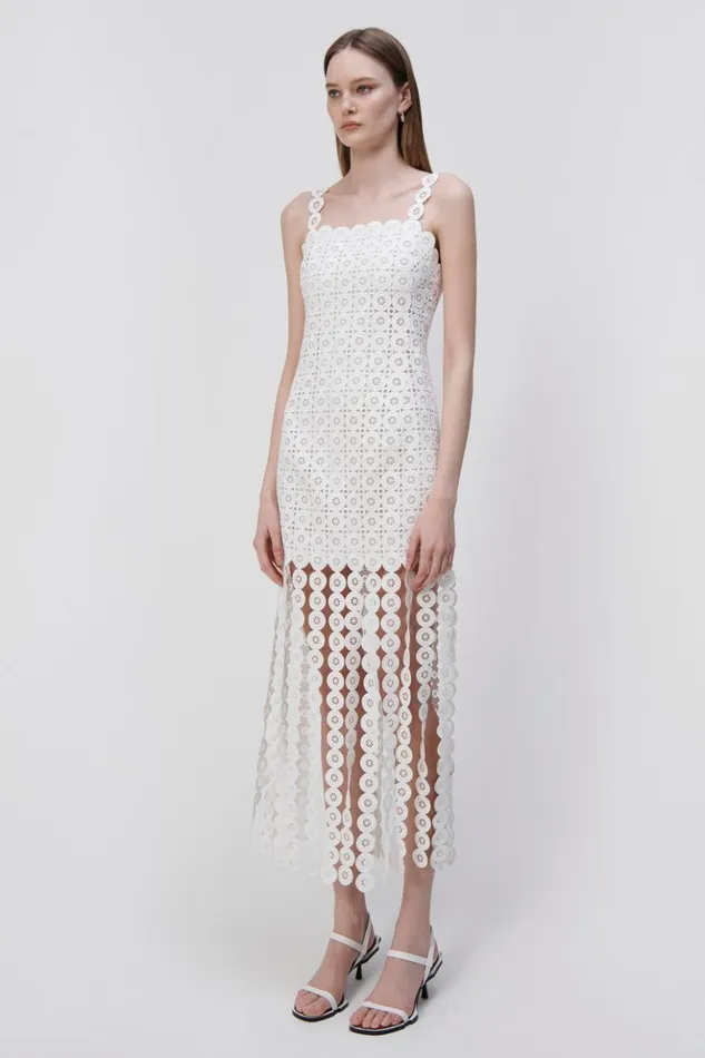 Women Jaycee Circle Lace Midi Dress White Jonathan Simkhai Dresses and Jumpsuits