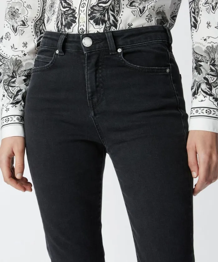 Women Jeans Pinko Black Denim Flared Jeans With Love Birds Belt Limo Black Women Jeans Pinko Black Denim Flared Jeans With Love Birds Belt Limo Black