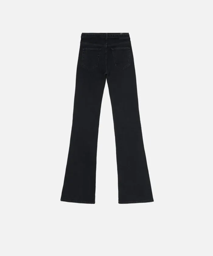 Women Jeans Pinko Black Denim Flared Jeans With Love Birds Belt Limo Black Women Jeans Pinko Black Denim Flared Jeans With Love Birds Belt Limo Black