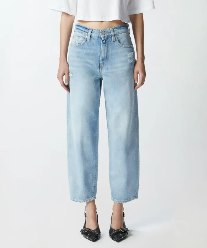 Women Jeans Pinko Jeans With Relaxed Rips Light Vintage Wash Women Jeans Pinko Jeans With Relaxed Rips Light Vintage Wash
