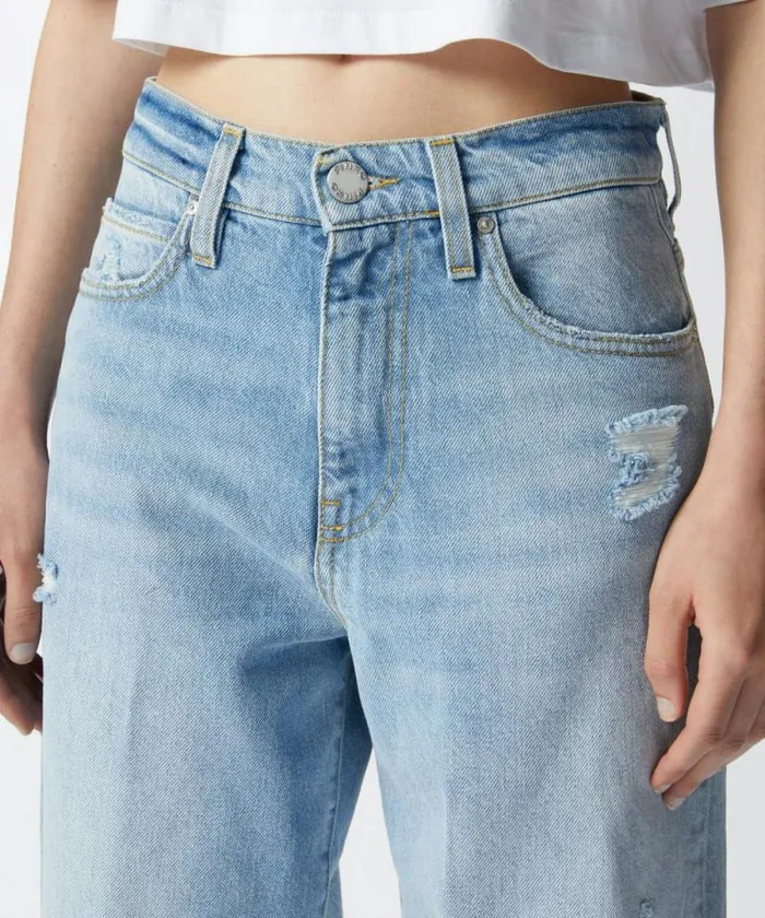 Women Jeans Pinko Jeans With Relaxed Rips Light Vintage Wash Women Jeans Pinko Jeans With Relaxed Rips Light Vintage Wash