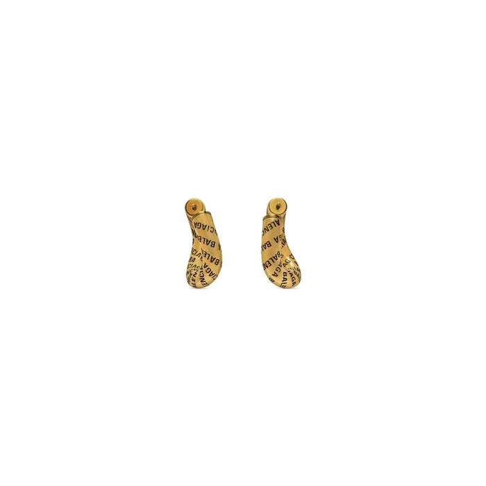 Women Jewellery Balenciaga Logo Earrings In Antique Gold