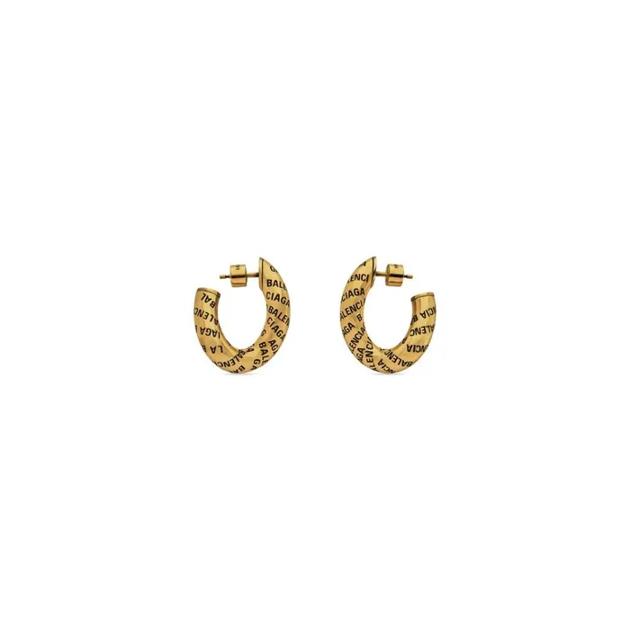 Women Jewellery Balenciaga Logo Earrings In Antique Gold