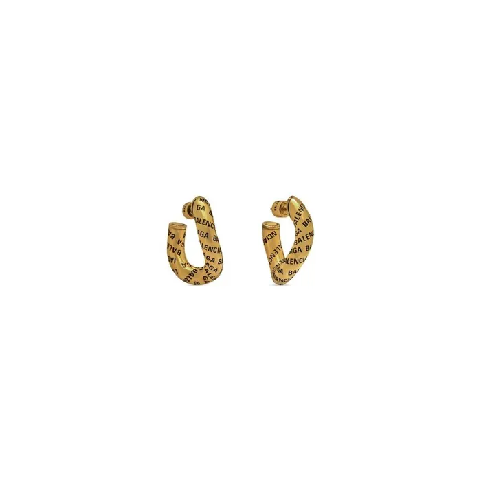 Women Jewellery Balenciaga Logo Earrings In Antique Gold
