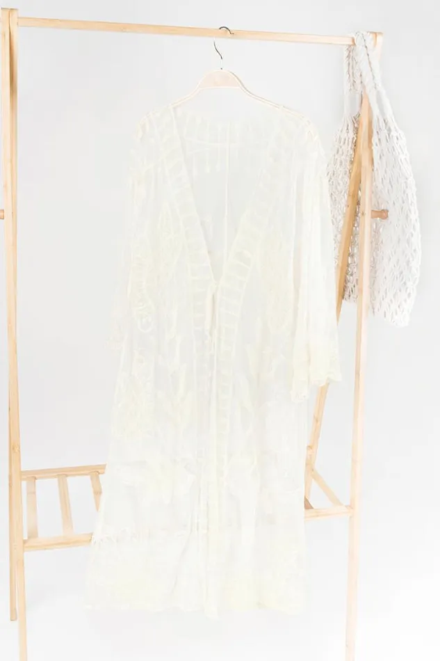 Women Kimono Cover Ups Cupshe Sienna Vneck Crochet Embroidery Kimono Beige