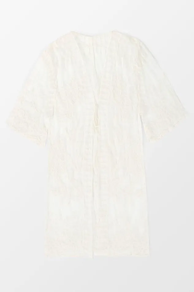 Women Kimono Cover Ups Cupshe Sienna Vneck Crochet Embroidery Kimono Beige
