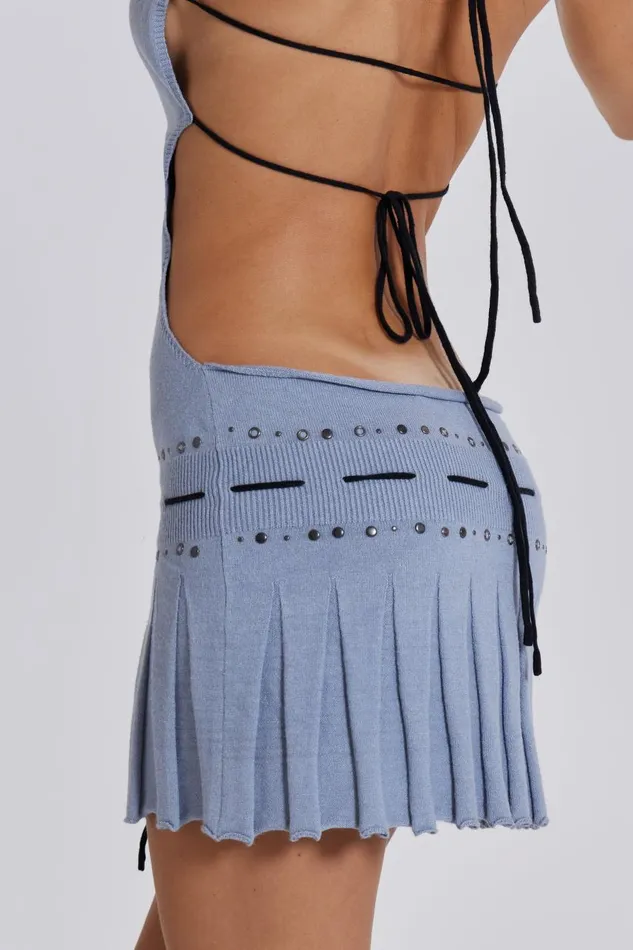 Women Knitted Studded Tie Mini Dress Jaded London Knitwear