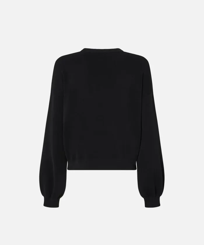 Women Knitwear Pinko Pullover With Love Birds Logo Limo Black Women Knitwear Pinko Pullover With Love Birds Logo Limo Black