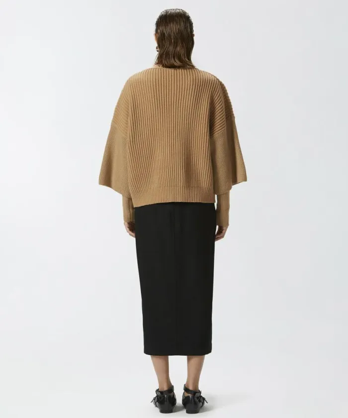 Women Knitwear Pinko Ribbed Wool And Cashmere Cardigan Tannin Beige Women Knitwear Pinko Ribbed Wool And Cashmere Cardigan Tannin Beige