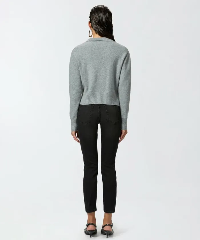 Women Knitwear Pinko Short Cashmereblend Sweater With Collar Drizzle Grey