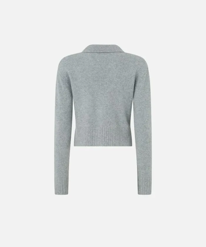 Women Knitwear Pinko Short Cashmereblend Sweater With Collar Drizzle Grey