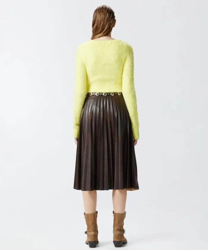 Women Knitwear Pinko Short Soft Knit Cardigan Spotlight Yellow Women Knitwear Pinko Short Soft Knit Cardigan Spotlight Yellow