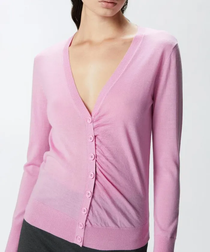 Women Knitwear Pinko Slimfit Vneck Wool Cardigan Fuchsia Pink Women Knitwear Pinko Slimfit Vneck Wool Cardigan Fuchsia Pink