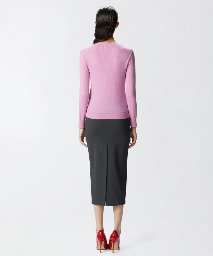 Women Knitwear Pinko Slimfit Vneck Wool Cardigan Fuchsia Pink Women Knitwear Pinko Slimfit Vneck Wool Cardigan Fuchsia Pink