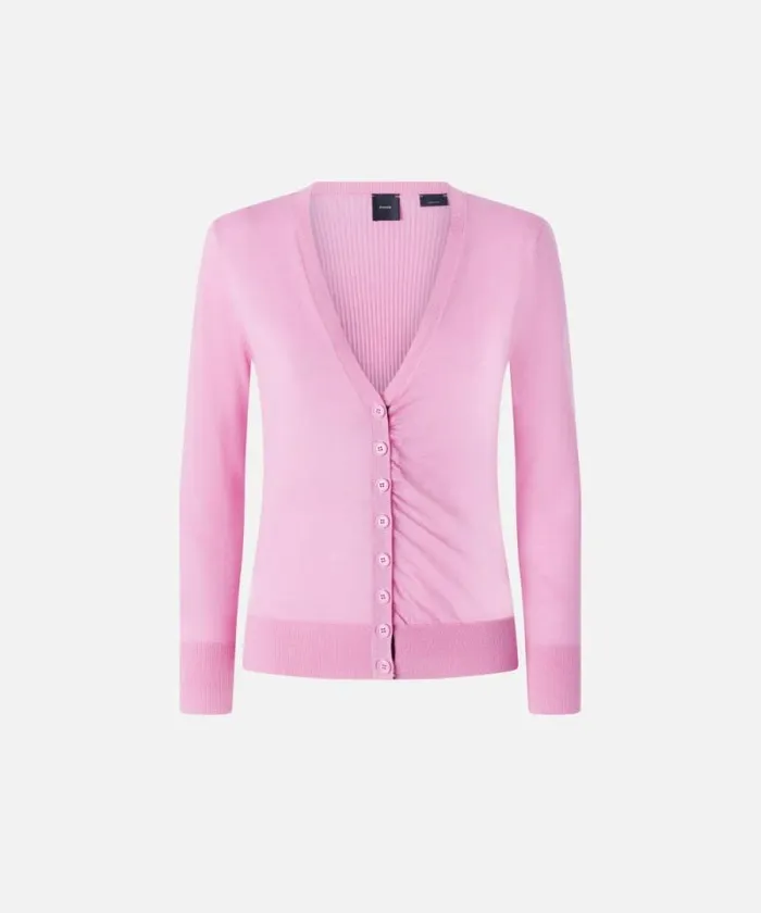 Women Knitwear Pinko Slimfit Vneck Wool Cardigan Fuchsia Pink Women Knitwear Pinko Slimfit Vneck Wool Cardigan Fuchsia Pink