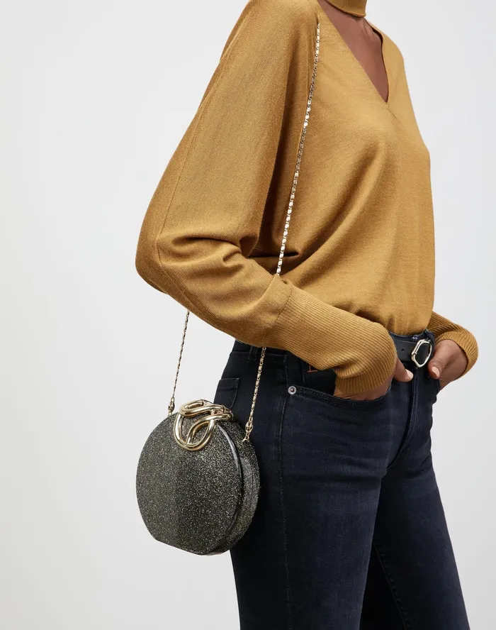 Women Lafayette 148 New York Bags Italian Infinity Knot Metallic Clutch Gold