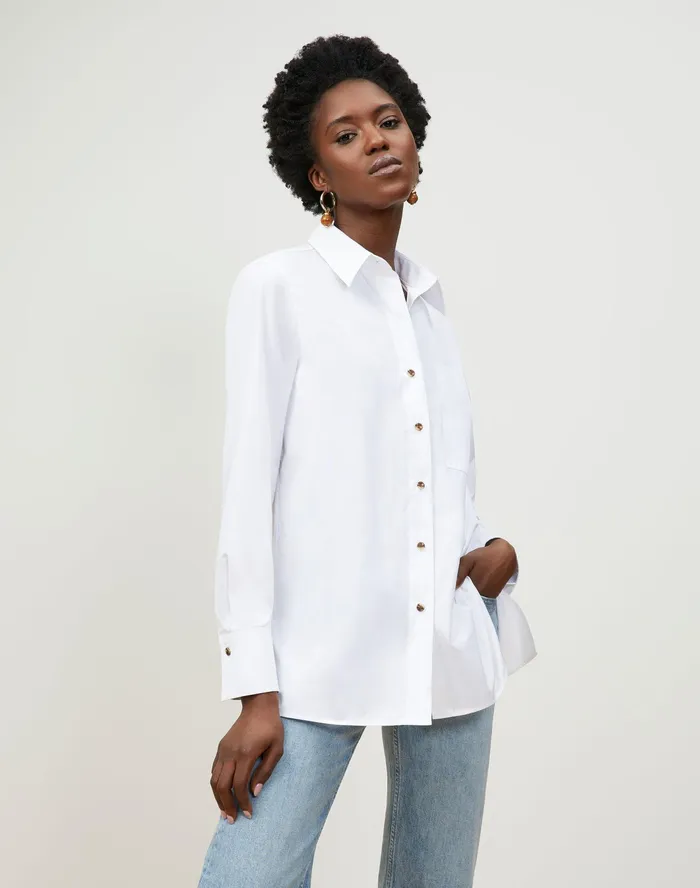 Women Lafayette 148 New York Blouses and Shirts Greyson Shirt In Italian Sculpted Kindcotton White Women Lafayette 148 New York Blouses and Shirts Greyson Shirt In Italian Sculpted Kindcotton White