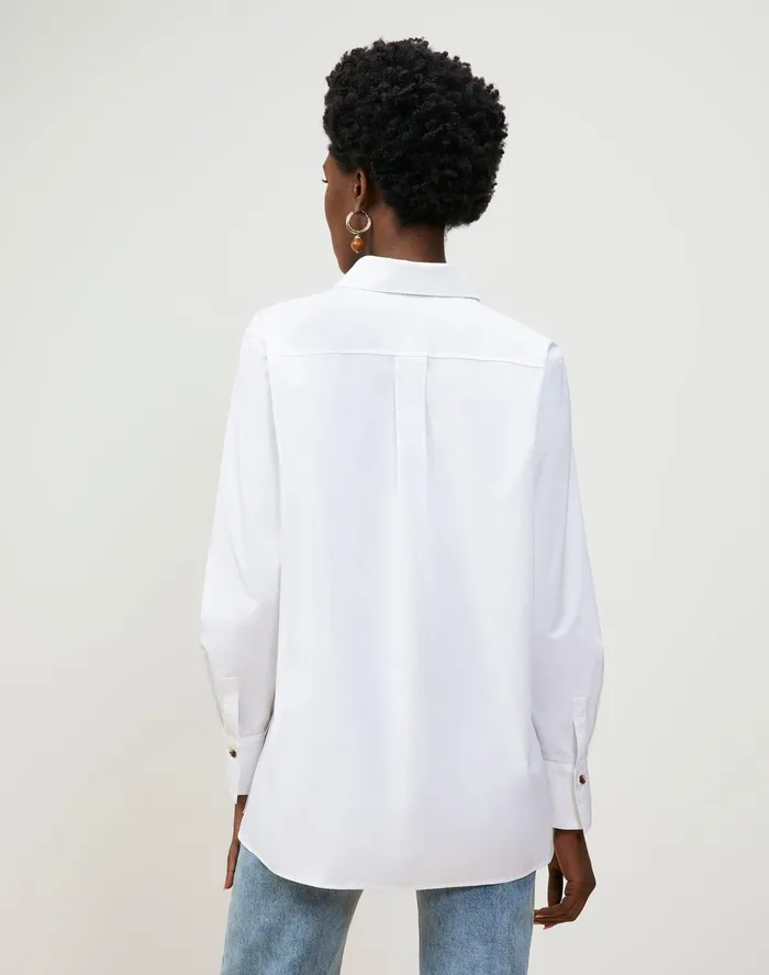 Women Lafayette 148 New York Blouses and Shirts Greyson Shirt In Italian Sculpted Kindcotton White