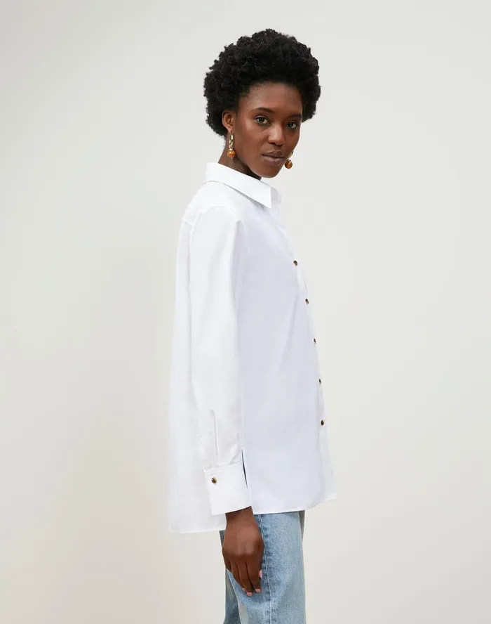 Women Lafayette 148 New York Blouses and Shirts Greyson Shirt In Italian Sculpted Kindcotton White