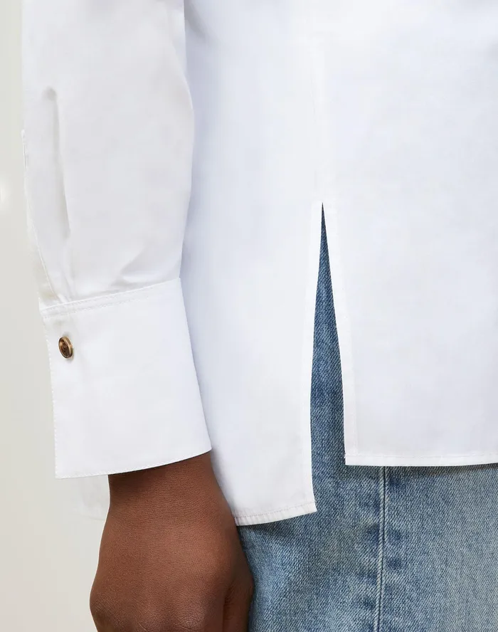 Women Lafayette 148 New York Blouses and Shirts Greyson Shirt In Italian Sculpted Kindcotton White