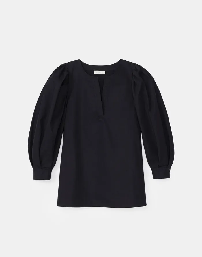 Women Lafayette 148 New York Blouses and Shirts Petite Lexi Blouse In Italian Sculpted KindCotton Blackfull