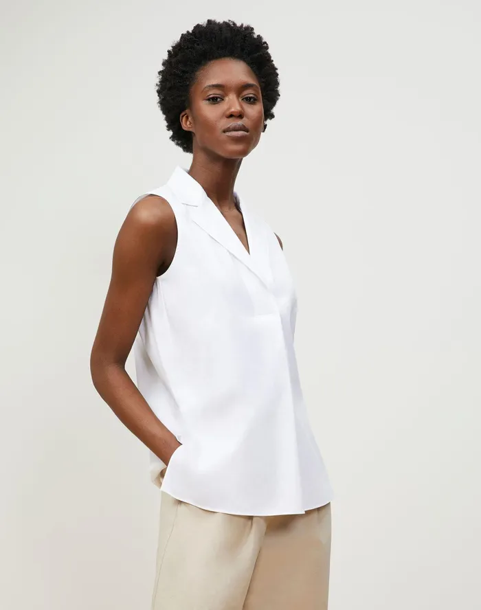 Women Lafayette 148 New York Blouses and Shirts Petite Siona Shirt In Italian Stretch Cotton White Women Lafayette 148 New York Blouses and Shirts Petite Siona Shirt In Italian Stretch Cotton White