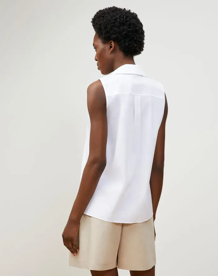 Women Lafayette 148 New York Blouses and Shirts Petite Siona Shirt In Italian Stretch Cotton White