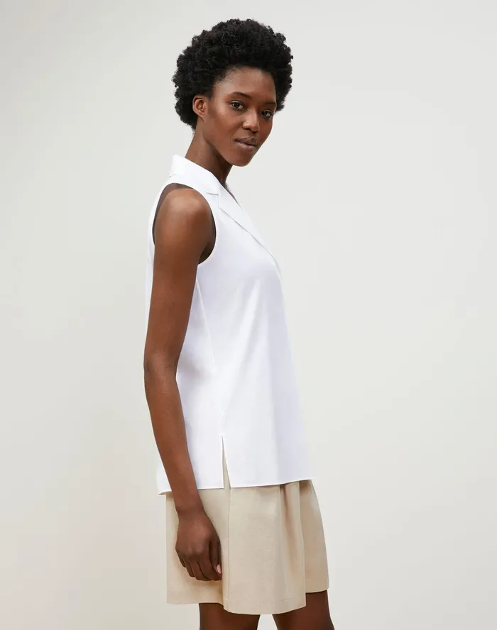 Women Lafayette 148 New York Blouses and Shirts Petite Siona Shirt In Italian Stretch Cotton White