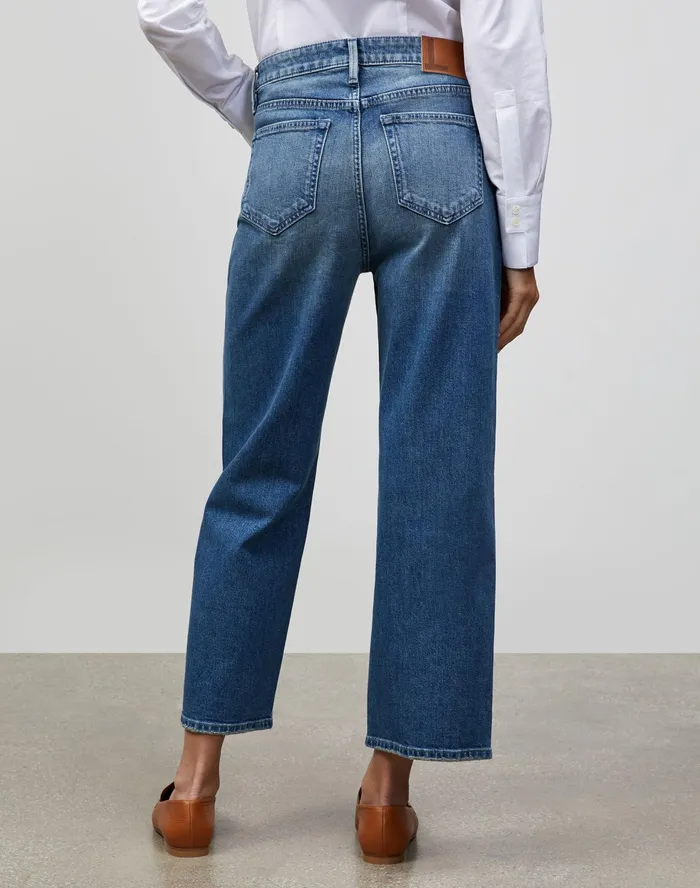 Women Lafayette 148 New York Denim L148 Authentic Denim Cropped Wyckoff WideLeg Jean Faded Skyline