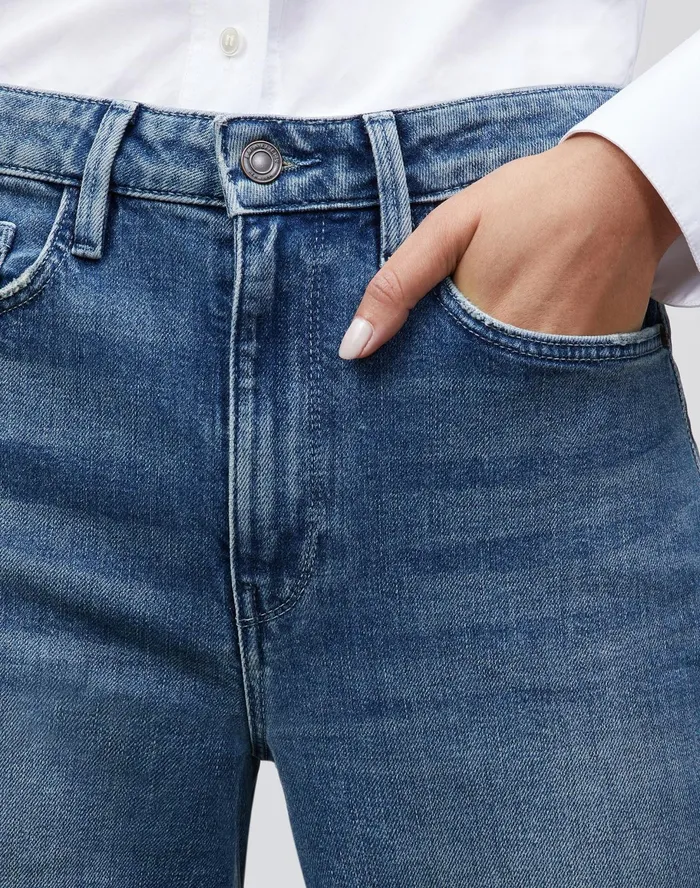 Women Lafayette 148 New York Denim L148 Authentic Denim Cropped Wyckoff WideLeg Jean Faded Skyline