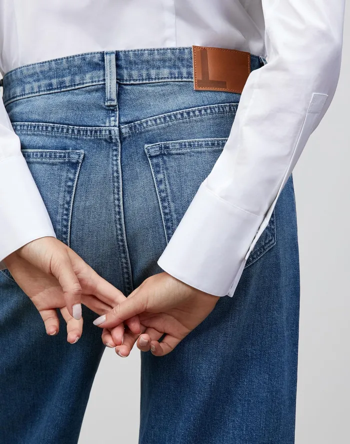 Women Lafayette 148 New York Denim L148 Authentic Denim Cropped Wyckoff WideLeg Jean Faded Skyline
