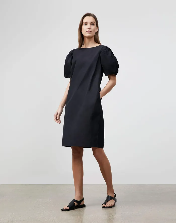 Women Lafayette 148 New York Dresses Hattie Dress In Italian Sculpted KindCotton Black