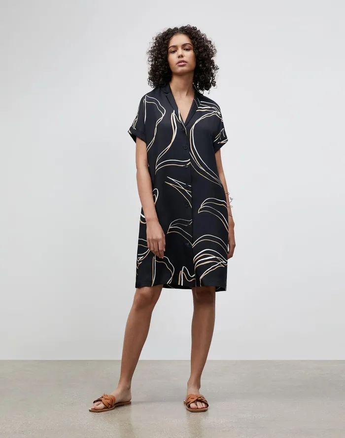 Women Lafayette 148 New York Dresses Petite Sawyer Dress In Garden Contour Print Black Multi Women Lafayette 148 New York Dresses Petite Sawyer Dress In Garden Contour Print Black Multi