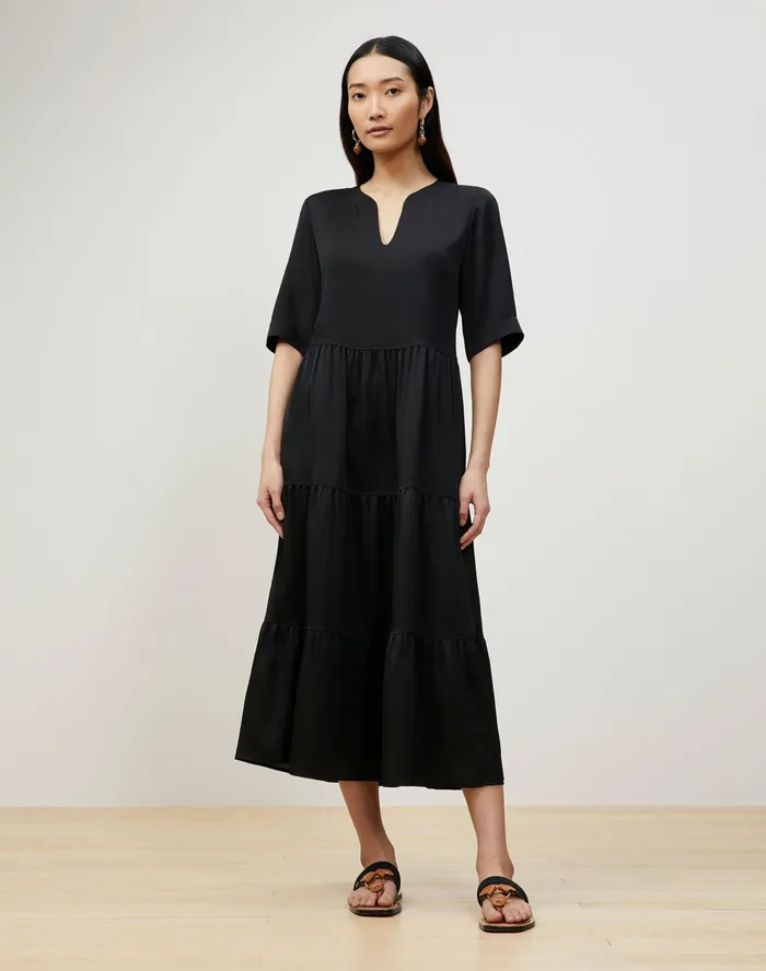 Women Lafayette 148 New York Dresses Selma Dress In Carlisle Cloth Black1