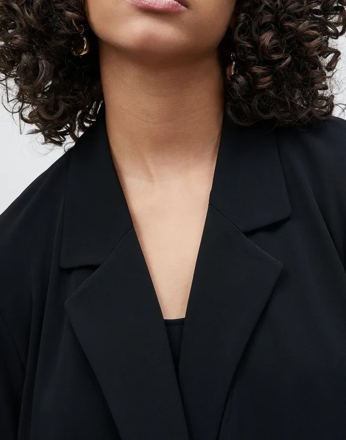 Women Lafayette 148 New York Jackets and Blazers Dover Jacket In Midweight Matte Jersey Black