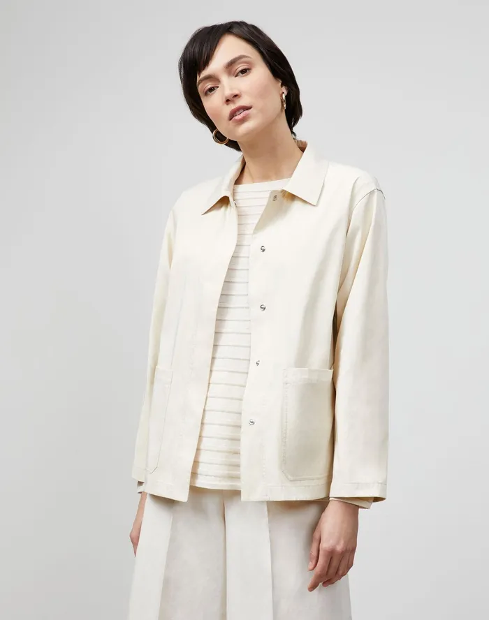 Women Lafayette 148 New York Jackets and Blazers Huntington Reversible Jacket In Eclipse Outerwear Creme Fraiche Stone