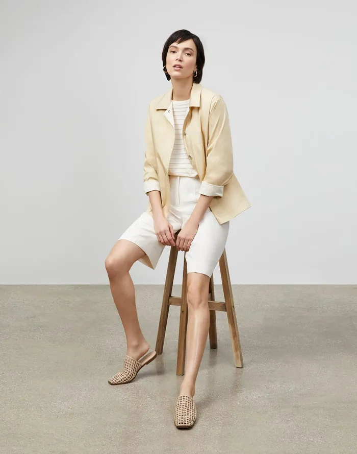 Women Lafayette 148 New York Jackets and Blazers Huntington Reversible Jacket In Eclipse Outerwear Creme Fraiche Stone