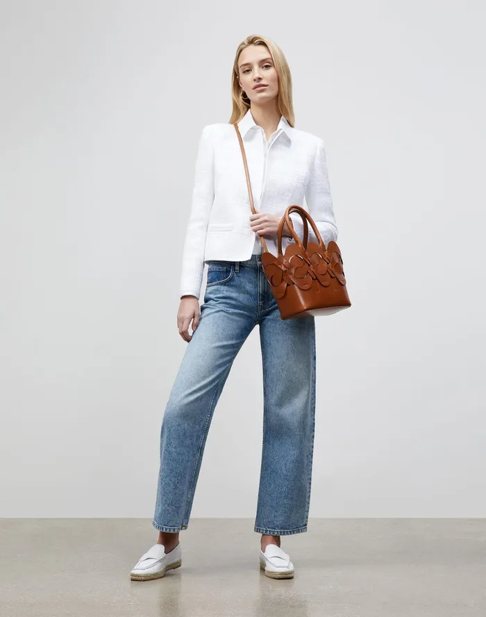 Women Lafayette 148 New York Jackets and Blazers Kade Jacket In Mixed Stitch Tweed White
