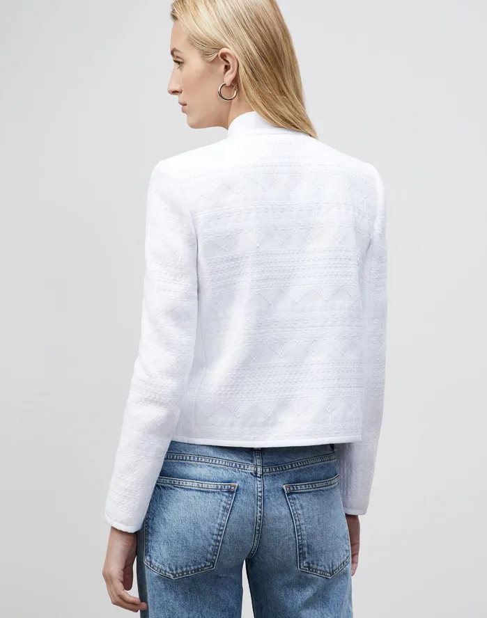 Women Lafayette 148 New York Jackets and Blazers Kade Jacket In Mixed Stitch Tweed White