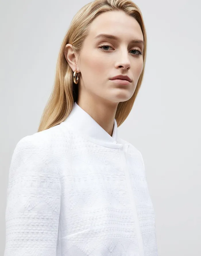 Women Lafayette 148 New York Jackets and Blazers Kade Jacket In Mixed Stitch Tweed White
