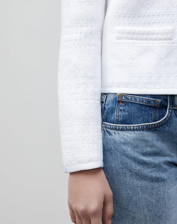 Women Lafayette 148 New York Jackets and Blazers Kade Jacket In Mixed Stitch Tweed White