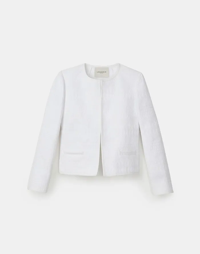 Women Lafayette 148 New York Jackets and Blazers Kade Jacket In Mixed Stitch Tweed White