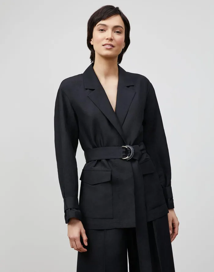 Women Lafayette 148 New York Jackets and Blazers Petite Stewart Jacket In Coastal Cloth Black Women Lafayette 148 New York Jackets and Blazers Petite Stewart Jacket In Coastal Cloth Black