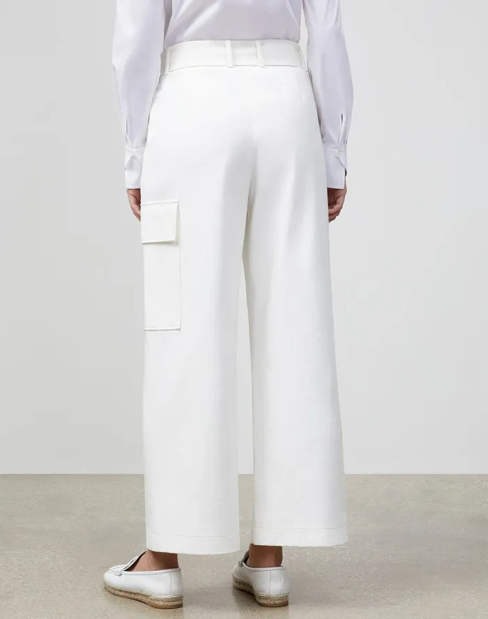 Women Lafayette 148 New York Pants and Shorts PlusSize Broadway Cargo Pant In Italian Techno Stretch Twill Sea Salt