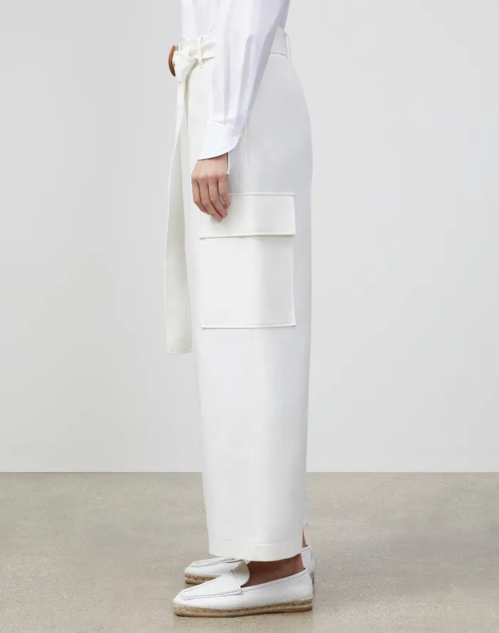 Women Lafayette 148 New York Pants and Shorts PlusSize Broadway Cargo Pant In Italian Techno Stretch Twill Sea Salt