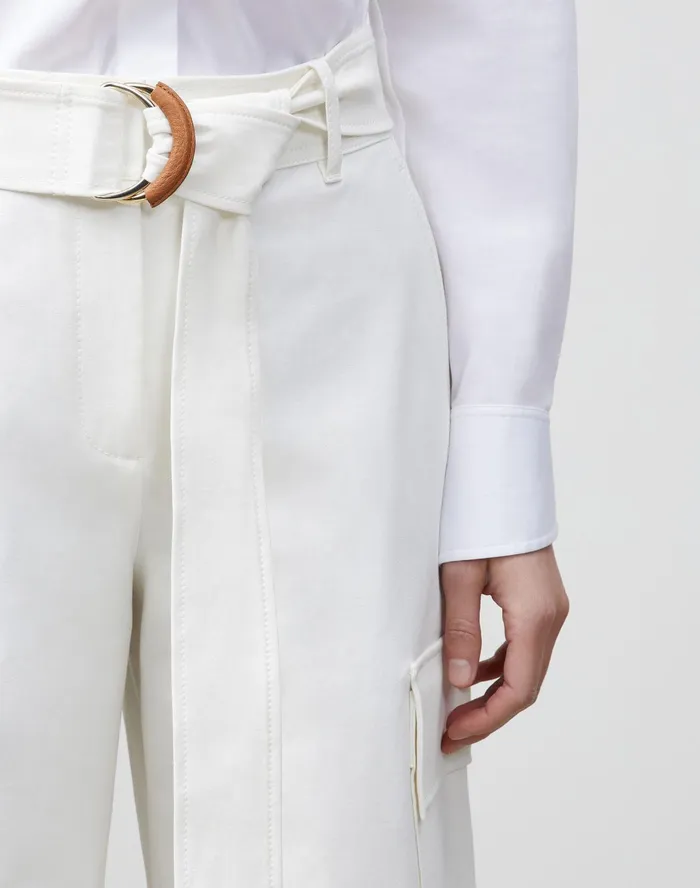 Women Lafayette 148 New York Pants and Shorts PlusSize Broadway Cargo Pant In Italian Techno Stretch Twill Sea Salt