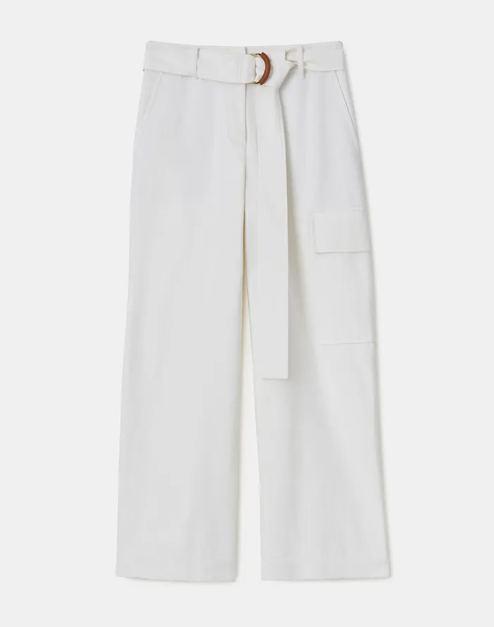 Women Lafayette 148 New York Pants and Shorts PlusSize Broadway Cargo Pant In Italian Techno Stretch Twill Sea Salt